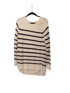 Old Navy Cream and Black Striped Crewneck Sweater